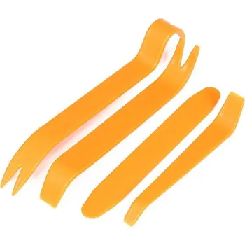 Sada nářadí Sada pro demontáž autorádia a čalounění 4ks (Stahováky, otvírače, vytahovače, páky, klíče na páčení a demontáž rádií, čalounění, autosvítilen)