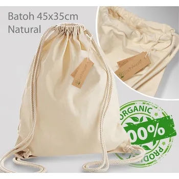 Sportovní vak Polotovar pro malování. Přírodní plátěný BATOH EARTHAWARE™.Barva natural. Materiál 100% Bavlna.
