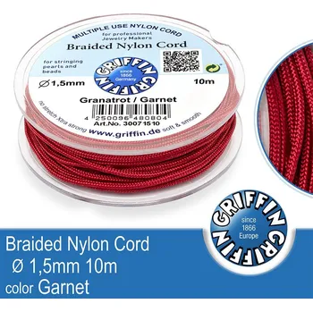 Nit Braided NYLON (splétaná nit na náramky) GRIFFIN síla nitě 1,5mm cívka 10m. Barva Garnet