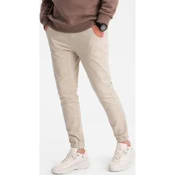 Pánské látkové kalhoty JOGGERS V10 P885 béžové