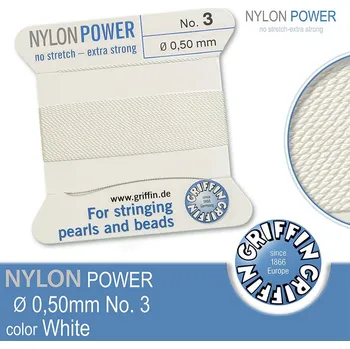 Nit NYLON Power velmi pevná nit GRIFFIN síla nitě 0,50mm Barva White