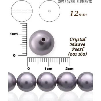 Korálek SWAROVSKI 5811 Voskované Perle barva 160 CRYSTAL MAUVE PEARL velikost 12mm.