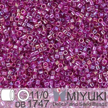 Korálek Korálky Miyuki Delica 11/0. Barva Fuchsia Lined Amethyst AB DB1747. Balení 5g.