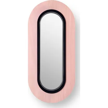 Nástěnné svítidlo LZF Oválné zrcadlové svítidlo ze dřevěné dýhy Lens Oval Wall Dekor: Bledě růžový, Barva svítidla: Matná černá LENS OV A BK LED DIM0-10V 33 Oválné zrcadlové svítidlo ze dřevěné dýhy Lens Oval Wall