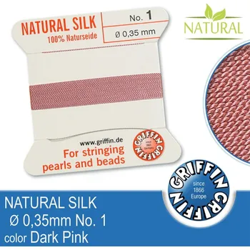 Nit Hedvábná nit s jehlou GRIFFIN síla nitě 0,35mm No.1 délka 2m. Barva Dark Pink