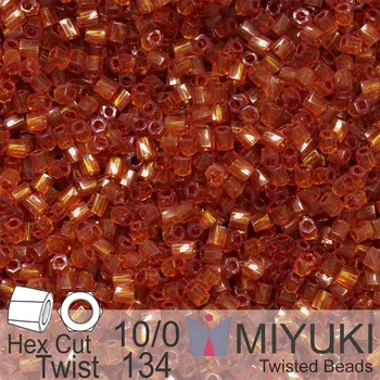 Korálek Korálky Miyuki Hex Cut Twisted Bugle 2,2x2,2mm. Barva 134 Transparent Dark Topaz. Balení 5g.