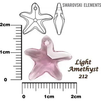 Módní doplněk SWAROVSKI Starfish Pendant barva Light AMETHYST velikost 16mm.