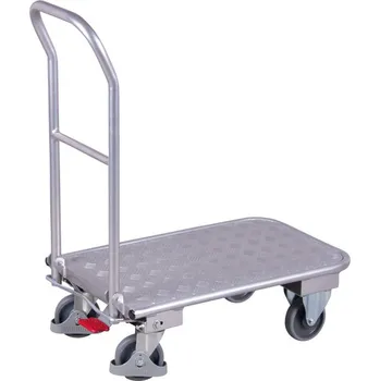 Plošinový vozík Variofit Hliníkový plošinový vozík se sklopným madlem, Variofit, ložná plocha 90 x 60 cm, do 150 kg