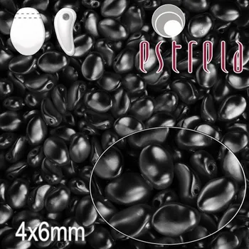 Korálek MAČKANÉ korále tvar OKVĚTNÍ LUPEN Velikost 4x6mm. Barva ČERNÁ MAGICKÁ 12495. Balení 25ks na návleku