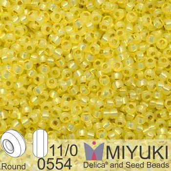 Korálek Korálky Miyuki Round 11/0. Barva 0554 Dyed Light Daffodil Silverlined Alabaster. Balení 5g.