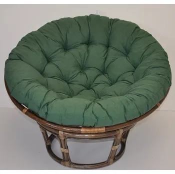 Křeslo Axin Trading s.r.o. Ratanový papasan 115 cm hnědý - polstr tmavě zelený melír