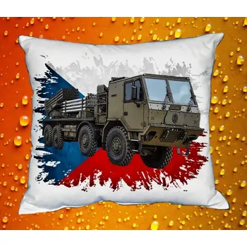 Dekorativní polštářek Polštářek raketnice vojenské auto České výroby (vojenský polštář army)
