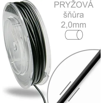 Korálek Pryžová šňůra o průměru 2mm v barvě černé
