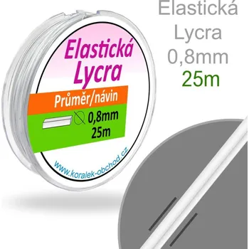 Nit Elastická LYCRA pružná vícevláknová nit pr. 0,8mm. Barva Bílá. Balení 25m.