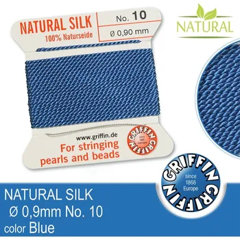 Nit Hedvábná nit s jehlou GRIFFIN síla nitě 0,90mm No.10 délka 2m. Barva Blue