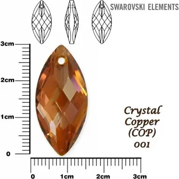 Přívěsek SWAROVSKI Navette Pendant barva CRYSTAL COPPER velikost 30x14mm.