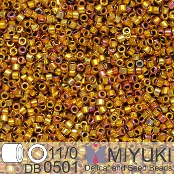Korálek Korálky Miyuki Delica 11/0. Barva 24kt Gold Iris DB0501. Balení 3g