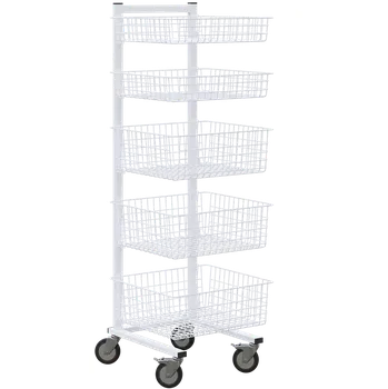 Stavební technika MNS - JP5 stojan s 5 odnímatelnými drátěnými koši, bílý lak