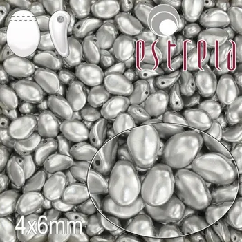 Korálek MAČKANÉ korále tvar OKVĚTNÍ LUPEN Velikost 4x6mm. Barva ŠEDÁ 12473. Balení 25ks na návleku