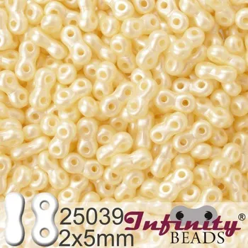 Korálek Korálky INFINITY velikost 2x5mm. Barva 25039 voskovaná BÉŽOVÁ. Balení 10g.