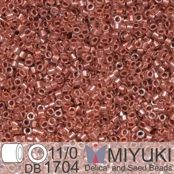Korálek Korálky Miyuki Delica 11/0. Barva Copper Pearl Lined Pink Mist DB1704. Balení 5g.