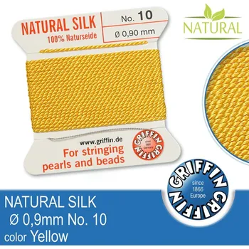 Nit Hedvábná nit s jehlou GRIFFIN síla nitě 0,90mm No.10 délka 2m. Barva Yellow