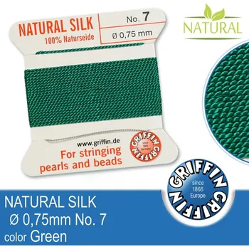 Nit Hedvábná nit s jehlou GRIFFIN síla nitě 0,75mm No.7 délka 2m. Barva Green