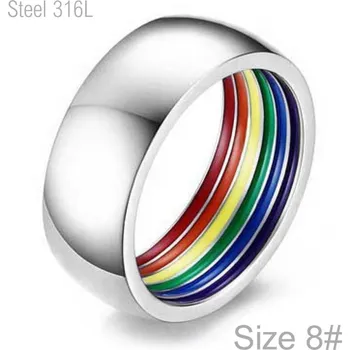 Prsten Prsten z chirurgické ocele R 0062 s barevnými proužky vně o velikosti 8
