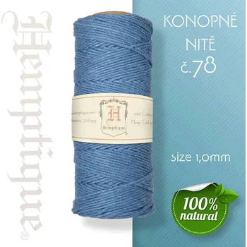 Nit Konopná nit HEMP CORD síla nitě 1,0mm. METRÁŽ Barva č.78 Modrá