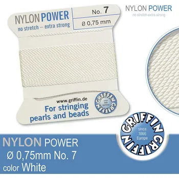 Nit NYLON Power velmi pevná nit GRIFFIN síla nitě 0,75mm Barva White