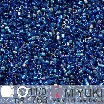 Korálek Korálky Miyuki Delica 11/0. Barva Emerald Lined Cobalt AB DB1763. Balení 5g.