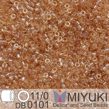 Korálek Korálky Miyuki Delica 11/0. Barva Lt Smoky Topaz Gold Luster DB0101. Balení 5g.
