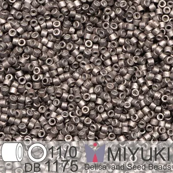 Korálek Korálky Miyuki Delica 11/0. Barva Galvanized Matte Graphite DB1175. Balení 5g.
