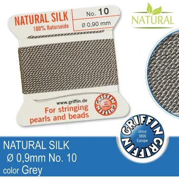 Nit Hedvábná nit s jehlou GRIFFIN síla nitě 0,90mm No.10 délka 2m. Barva Grey
