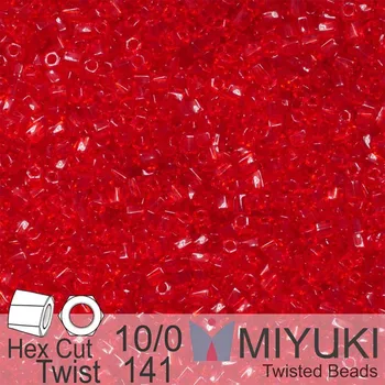 Dětské navlékací korálky Korálky Miyuki Hex Cut Twisted Bugle 2,2x2,2mm. Barva 141 Transparent Ruby. Balení 5g.