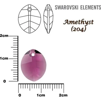 Módní doplněk SWAROVSKI Pure Leaf Pendant barva Amethyst velikost 14mm.
