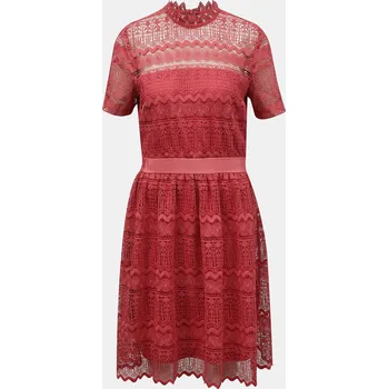 Dámské šaty Růžové krajkové šaty se stojáčkem VILA Nelly - Dámské Vila tmavě červená | růžová | fuchsiová 1818199