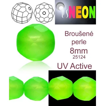 Dětské navlékací korálky Korálky NEON (UV Active) BROUŠENÉ velikost pr.8mm barva 25124 ZELENÁ mírně průhledná. Balení 15Ks.