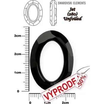 Prsten SWAROVSKI ELEMENTS Cosmic Oval Fancy Stone 4137 barva JET (280) velikost 33x24mm.