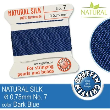 Nit Hedvábná nit s jehlou GRIFFIN síla nitě 0,75mm No.7 délka 2m. Barva Dark Blue