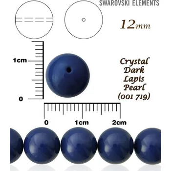 Šperk SWAROVSKI 5810 Voskované Perle barva CRYSTAL DARK LAPIS PEARL velikost 12mm.