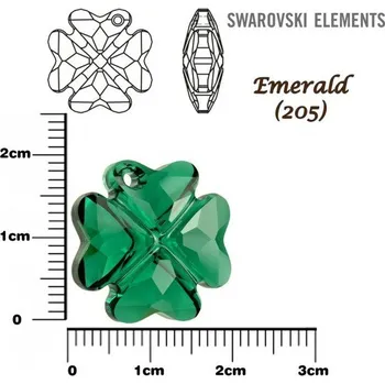 Dětské navlékací korálky SWAROVSKI 6764 CLOVER Pendant barva EMERALD velikost 19mm.