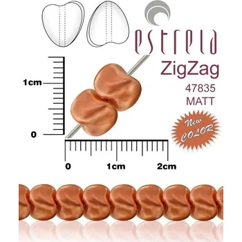 Korálek VOSKOVANÉ korále tvar ZigZag. Velikost 6x9mm. Barva 47878 (matná červená měděná). Balení 14ks na návleku.