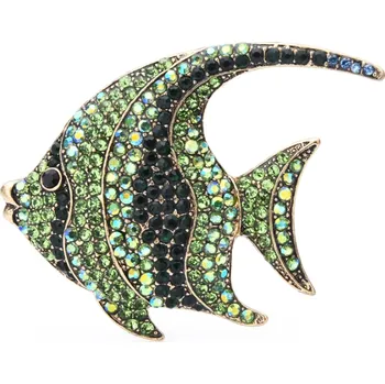 Brož B-TOP Brož Ryba se zelenými krystaly