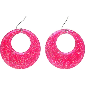 Růžové třpytivé náušnice