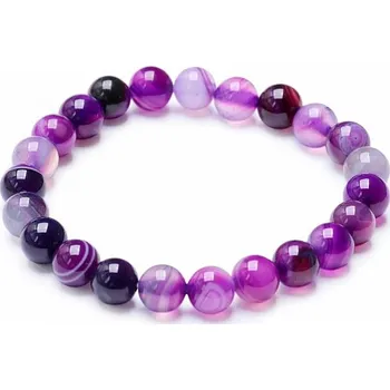 Náramek Achát pruhovaný fialový náramek obvod cca 16 až 21 cm