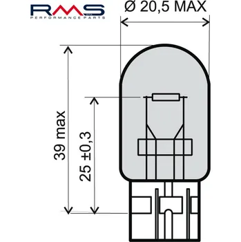 Autožárovka RMS Žárovka 246510385 12V 21W, T20 bílá