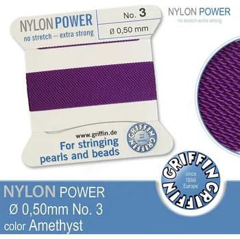Nit NYLON Power velmi pevná nit GRIFFIN síla nitě 0,50mm Barva Amethyst