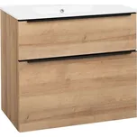 EBS Nevio Skříňka s černým úchytem + umyvadlo Slim 81 cm, dub Riviera NEVIOSL81CD