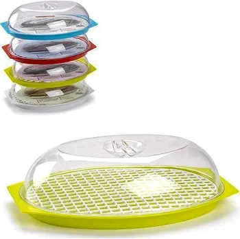 PlasticForte Podnos oválný s víkem a mřížkou 29x20x9cm, mix barev